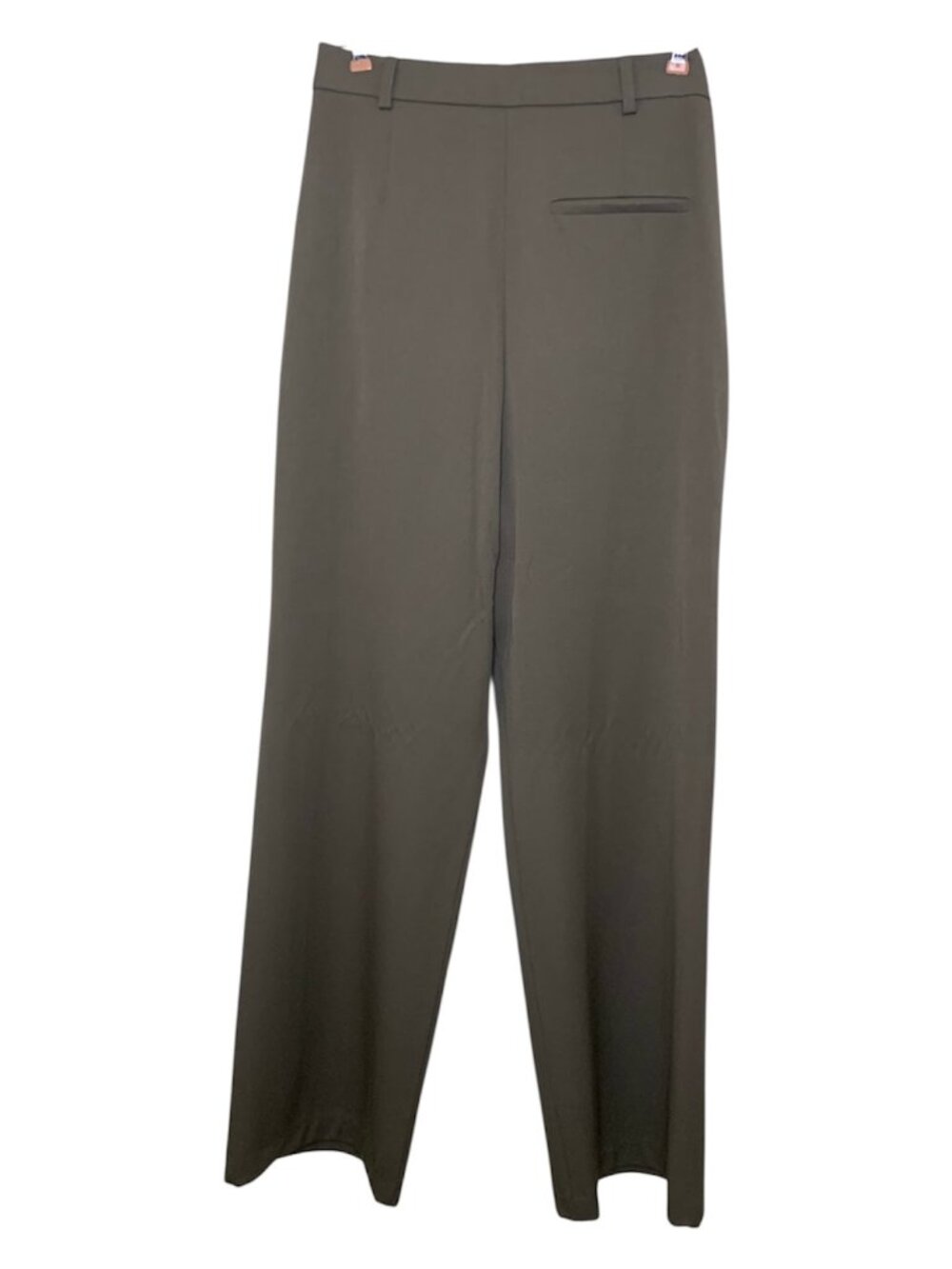 Zara Asymmetric Wide-Leg Pleated Trousers, Olive/Sage Sz L - Picture 3 of 6